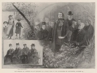Die Eröffnung des Lambeth Palace Grounds als öffentlicher Park durch den Erzbischof von Canterbury, 24. Oktober